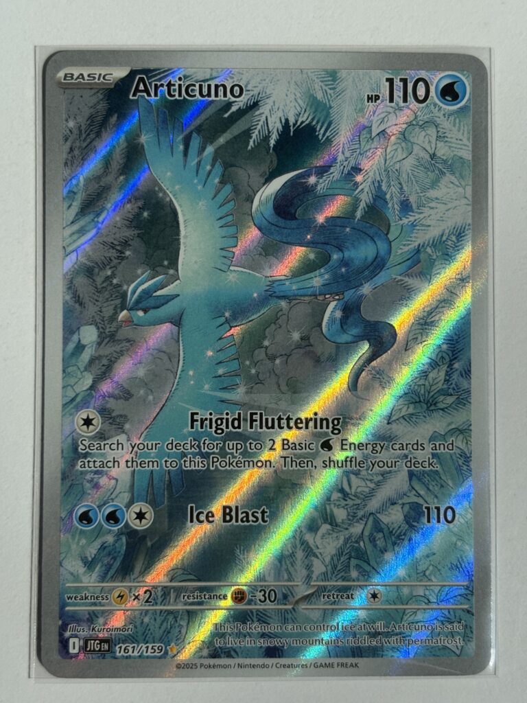 Articuno 161/159 – Ilustration Rare Articuno, którego wyciągneliśmy z zestawu Iono’s Bellibolt ex Premium Collection