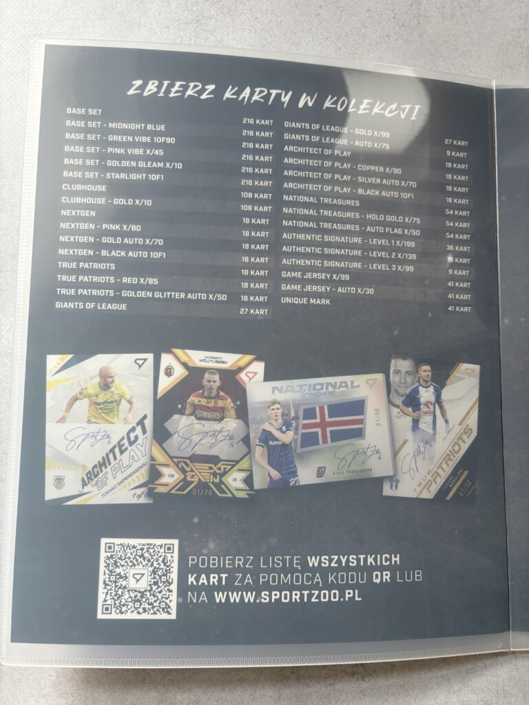 Pierwsza strona otwartego albumu z opisem kolekcji